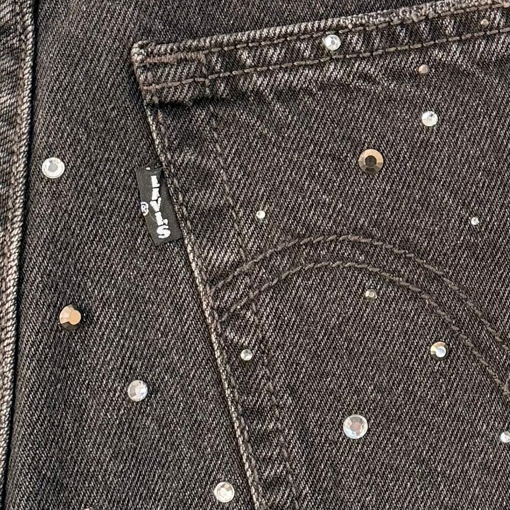 Levi’s ribcage wide-leg jeans 28 high rise embellished pant black rhinestones - Picture 10 of 12